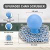 Cast Iron Scrubber with Pan Scraper, 316 Chainmail Scrubber, Upgraded Chain Mail Scrubber Sponge, Cast Iron Cleaner for Grill Pan Skillet Wok Carbon Steel, Dutch Oven Metal Brush Cleaning Kit, Blue view 4