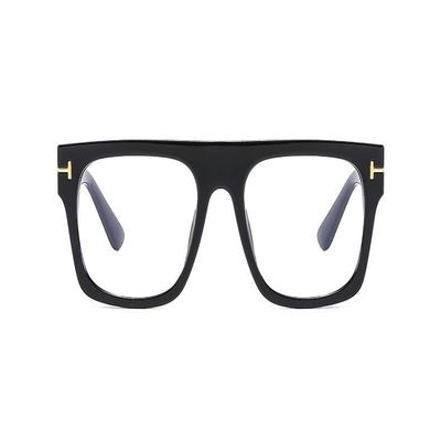 NOVESIXTDAT Stylish Oversized Aviator Reading Glasses, Large Square Blue Light Blocking Computer Readers Unbreakable Eyeglasses (Color : Black, Size : +100)