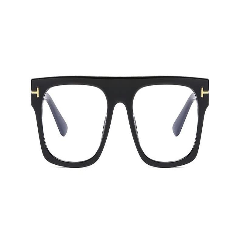 NOVESIXTDAT Stylish Oversized Aviator Reading Glasses, Large Square Blue Light Blocking Computer Readers Unbreakable Eyeglasses (Color : Black, Size : +100)