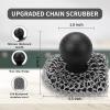 Cast Iron Scrubber with Pan Scraper, 316 Chainmail Scrubber, Upgraded Chain Mail Scrubber Sponge, Cast Iron Cleaner for Grill Pan Skillet Wok Carbon Steel, Dutch Oven Metal Brush Cleaning Kit, Black view 4