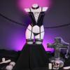miccostumes Women Adult Costume Anime Cosplay Sexy Lingerie Set Corset and Thong with Choker and Thigh Socks (S) view 2