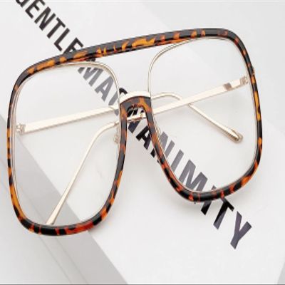 LTSRLL Oversized Aviator Reading Glasses, Large Square Anti Glare Computer Goggle, Blue Light Blocking Readers Eyeglasses (Color : Leopard, Size : +200)
