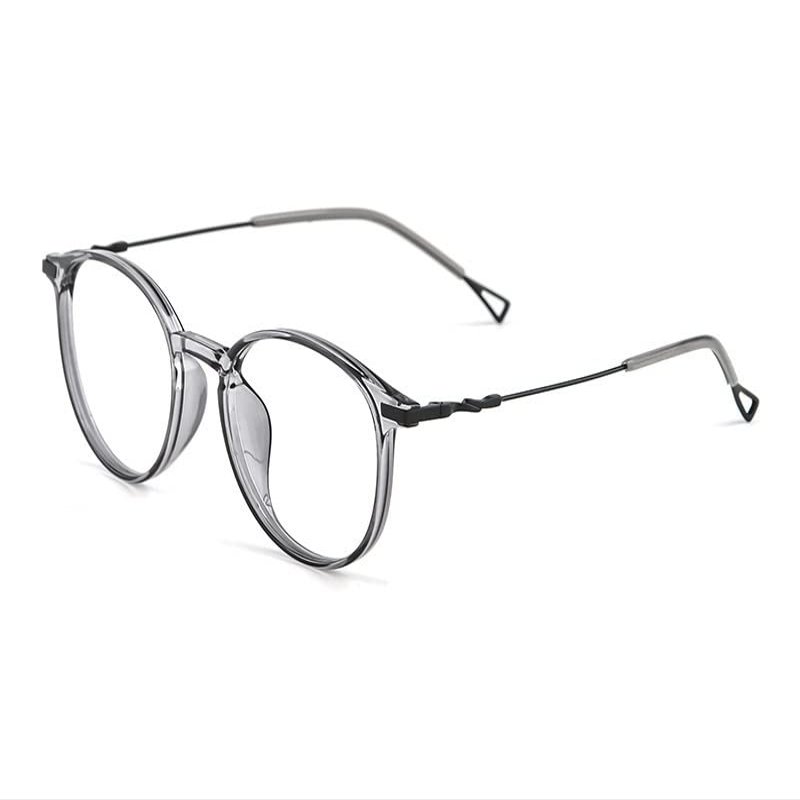 NOVESIXTDAT Retro Round Reading Glasses Fatigue Relieve Computer Readers Anti Blue Light Presbyopic Glasses Flat Light Mirror (Color : Clear-gray, Size : +200)