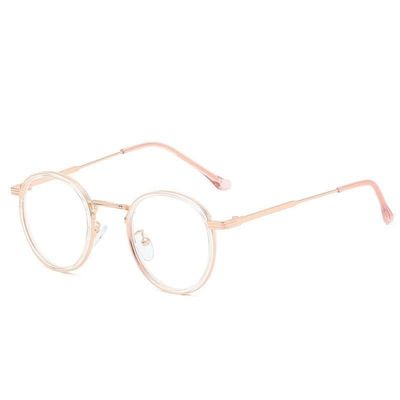 LTSRLL Retro Round Metal Frame Reading Glasses, Vintage Blue Light Blocking Computer Readers, Anti Glare Presbyopic Eyewear (Color : Rose-gold, Size : +350)