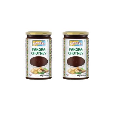 Ashoka Chutney Pakora 300g - Dipping Sauce - Compliment with Any Indian Dishes  Unique and Pungent Flavour  Makes Your Food Tantalizing and Delicious (Pack of 2)