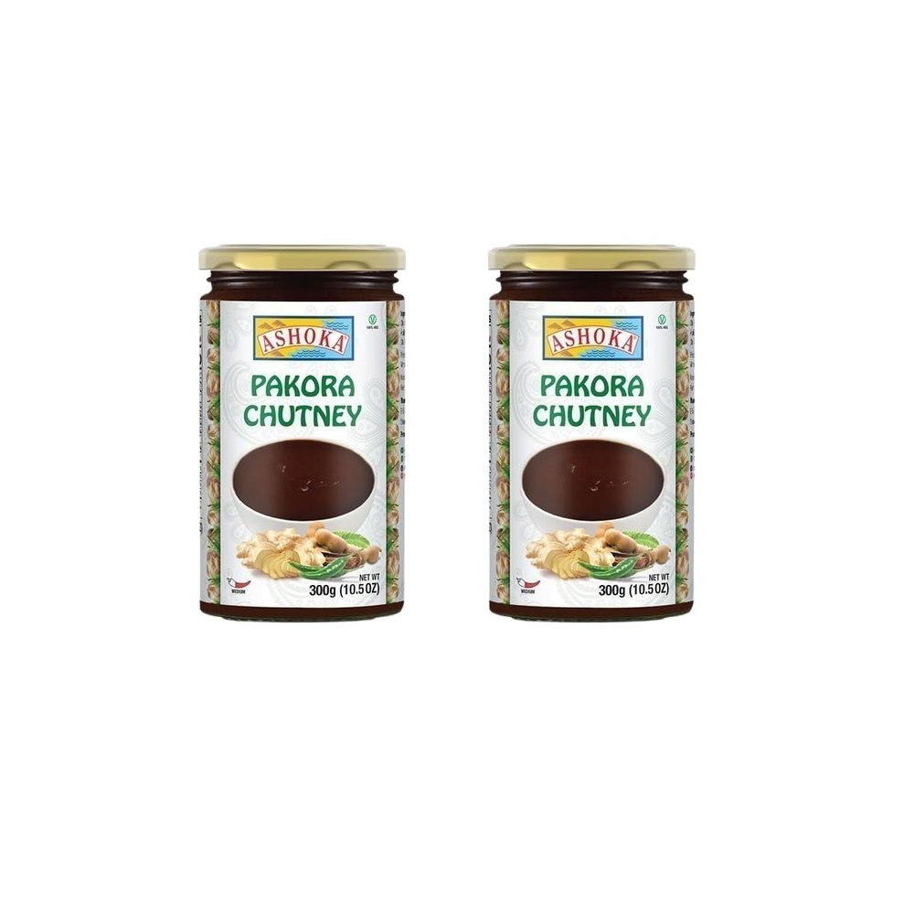 Ashoka Chutney Pakora 300g - Dipping Sauce - Compliment with Any Indian Dishes  Unique and Pungent Flavour  Makes Your Food Tantalizing and Delicious (Pack of 2)