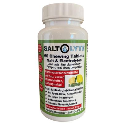 SALTOLYTE 60 Chewing Tablets Lemon Salt and Electrolyte Chewable Tablets with Sodium, Magnesium, Potassium, Calcium
