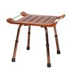 Adjustable Folding Teak Shower Seat with Arm Spa Shower Chair Bench with Aluminum Alloy Non-Slip Feet Foldable Shower Stool for Pregnant Woman Elderly Senior Handicap Disabled, Brown view 1