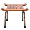 Adjustable Folding Teak Shower Seat with Arm Spa Shower Chair Bench with Aluminum Alloy Non-Slip Feet Foldable Shower Stool for Pregnant Woman Elderly Senior Handicap Disabled, Brown view 2