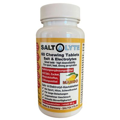 SALTOLYTE 60 Chewing Tablets Mango Salt and Electrolyte Chewable Tablets with Sodium, Magnesium, Potassium, Calcium