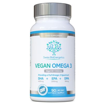 Vegan Omega 3 - Full Spectrum DHA, EPA & DPA - 90 Softgels of Lifes Omega Algal Oil - Ultimate Joint, Heart & Brain Health Supplement - Made in The UK