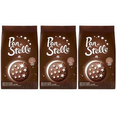 MULINO BIANCO Pan di stella - Italian chocolate biscuits with glazed stars 350g x 3 packets (Pan di stella, x3)
