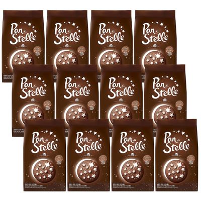 MULINO BIANCO Pan di stella - Italian chocolate biscuits with glazed stars 350g x 12 packets (Pan di stella, x12)