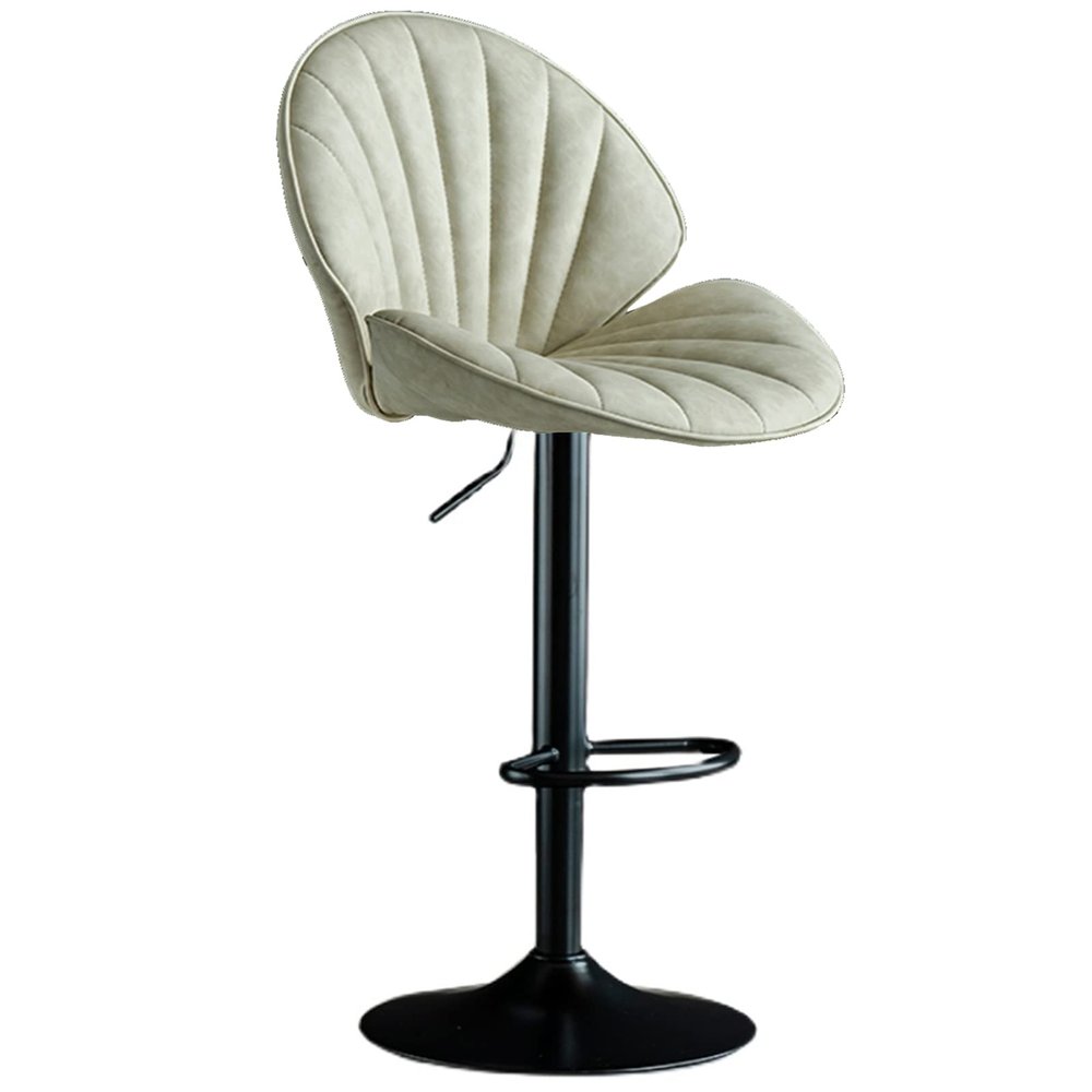 360 Swivel Chair Home Decoration Beauty Manicure Stool with Backrest, Footrest and Metal Base, Adjust 60-80 cm(Color:White) Interesting