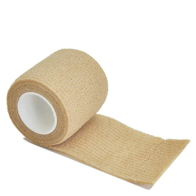 1Roll 2.5/5/10cm*4.8m Gauze Bandage Self-Adhesive Breathable Elastic Bandages for Sports Fixing Finger Wrist Leg-Beige,2.5cmX4.8m