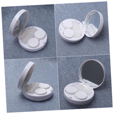 Healeved Marble Pattern Lens Case Holder for Contact Lenses Portable Lens Container Mirror for Travel and Home Use Stylish Eyewear Storage Box