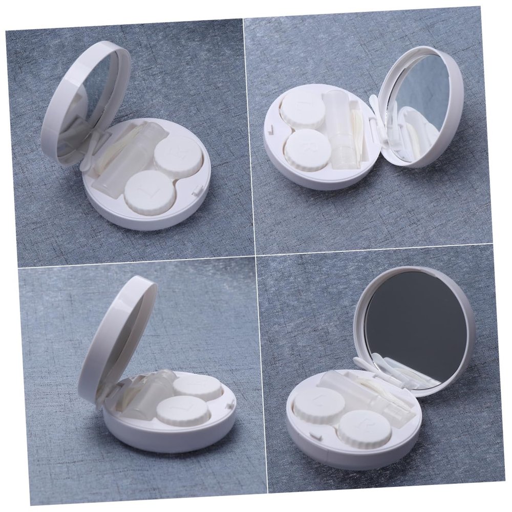 Healeved Marble Pattern Lens Case Holder for Contact Lenses Portable Lens Container Mirror for Travel and Home Use Stylish Eyewear Storage Box