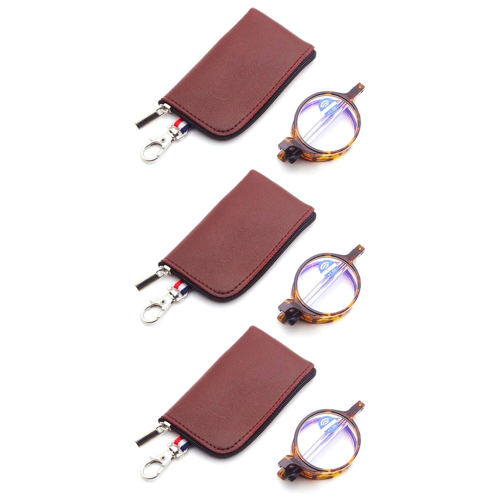 Lanomi Portable Folding Reading Glasses Round Women Men Blue Light Blocking Readers Plastic Compact Mini Pocket Eyeglasses with Bag Case 3 Pairs Tortoiseshell 1.0