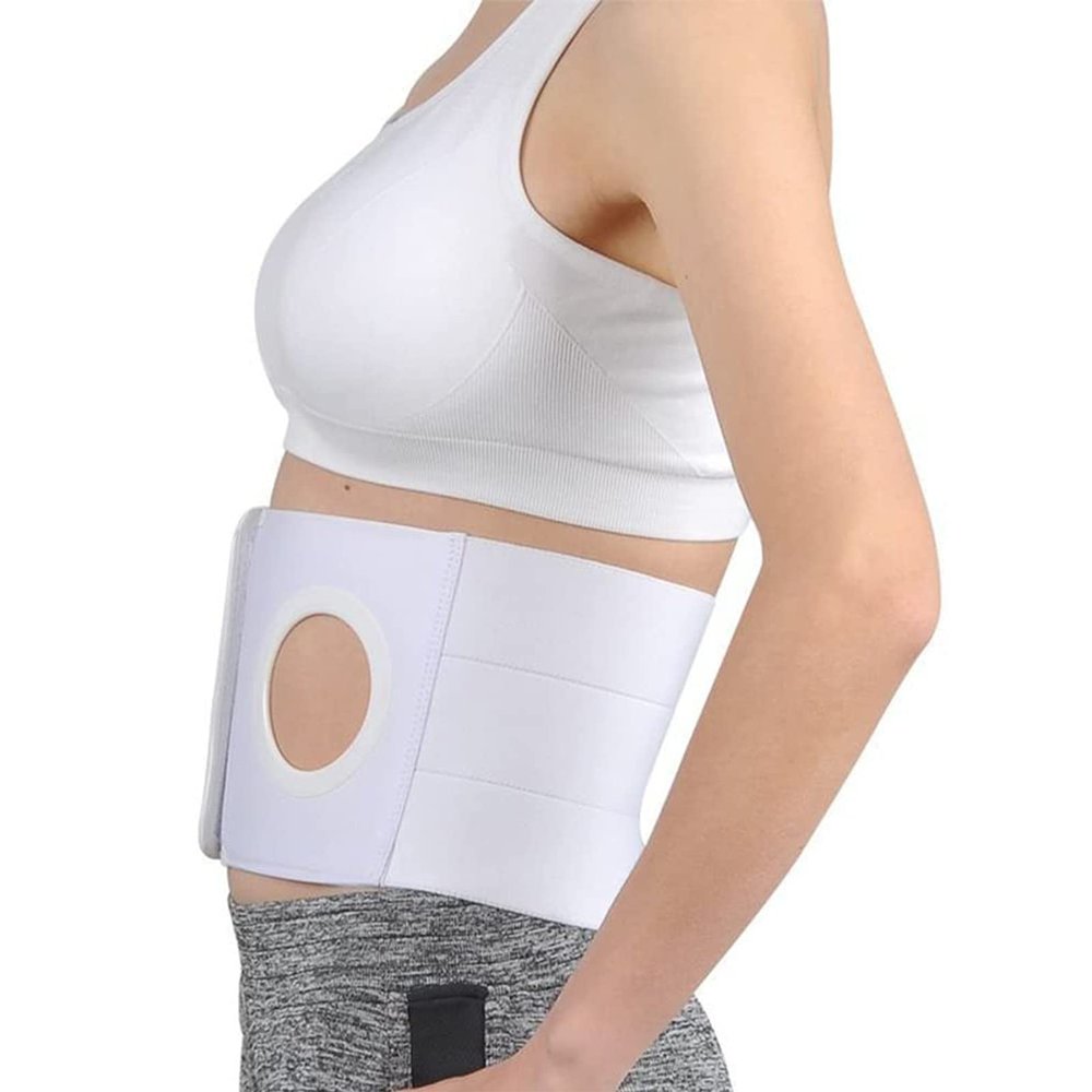 MBROS Cotton Soft Ostomy Hernia Belt Breathable Stoma Abdominal Belt, Waist Support Belt Abdominal Binder Brace Hernia Support Girdle Belt with Stoma Opening