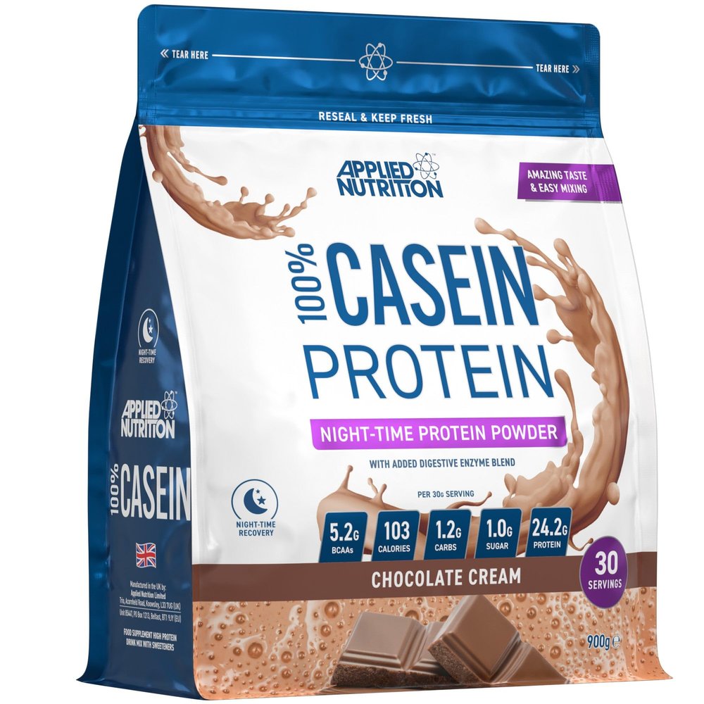 Applied Nutrition Casein Protein Powder - Micellar Casein Supplement, Slow Release Protein (900g - 30 Servings) (Chocolate Cream)