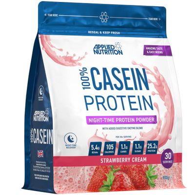Applied Nutrition Casein Protein Powder - Micellar Casein Supplement, Slow Release Protein (900g - 30 Servings) (Strawberry Cream)