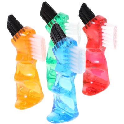 COHEALI 4pcs Mini Denture Toothbrush Double-Head Design for Oral Care Portable Cleaning Brush for Home Use