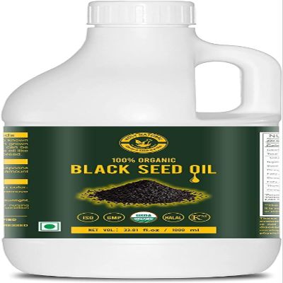 QURA Cold-Pressed Organic Black Seed/Nigella Sativa/Kalonji Seeds Oil (1000ml), USDA Organic, Virgin Grade, No GMO, and Untreated Edible Oil.