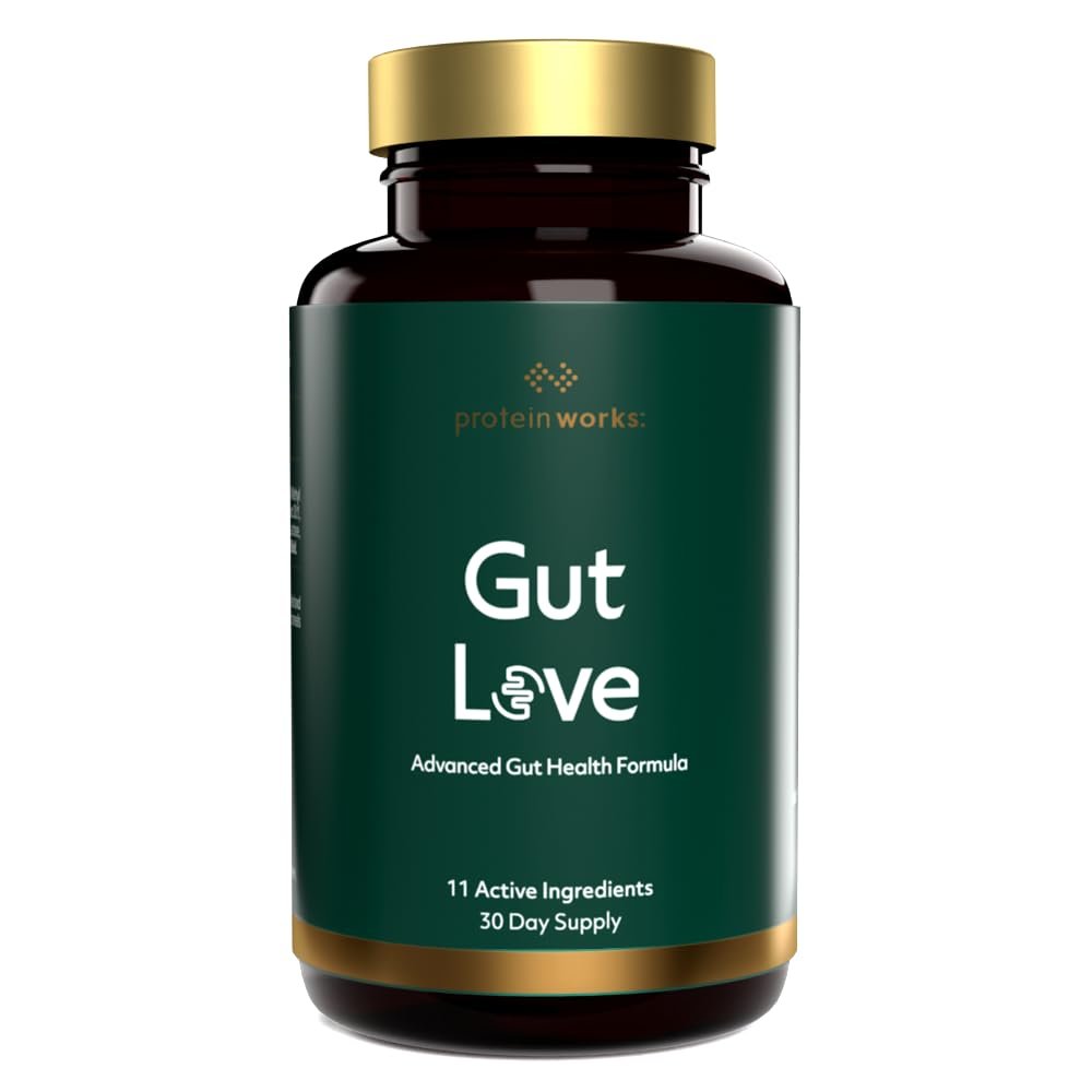 Gut Love, Science-Backed Blend of Prebiotics, Probiotics & Digestive Enzymes, 11 Active Ingredients, Added Ginger & Peppermint Extract, Supports Digestive Health, Vegan, 60 Capsules | Protein Works