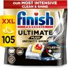 Finish Dishwasher Tablet, Ultimate Plus Infinity Shine, 105 Detergent Tablets, Lemon Sparkle, Tough on Grease, For our Most Intensive Clean & Diamond Shine, Effective for Short Eco Cycle view 1