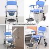 BLUEZY Folding Toilet Shower Chair, Bathroom Shower Chair, Height Adjustable Commode Wheelchair with Removable Pot Folding Pedal Mobile Bedside Commodes for Elder Disabled People Soft Seat view 2