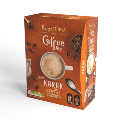 Royal Chai | Coffee Latte | Karak Coffee Sweetened |10 Single Serving Sachets | Just add hot water
