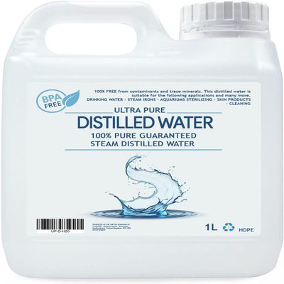Premium Purified Water Collection - Distilled, Spring, and De-ionized Water | 120ml, 1L, 5L, 10L Sizes | High Purity Water (Distilled, 1Ltr)
