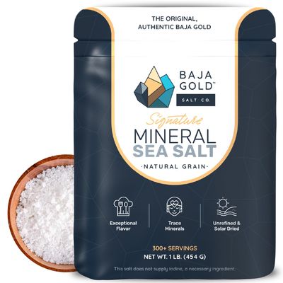Baja Gold Mineral Sea Salt -Natural Grain Salt for Cooking & Baking | Authentic Baja Salt | Ideal for All Culinary Creations | 454 g. Resealable Bag, 300+ Servings