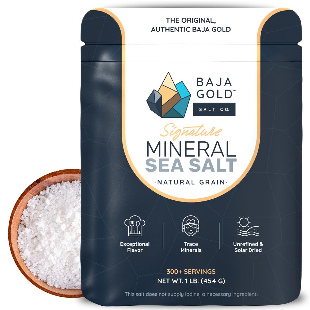 Baja Gold Mineral Sea Salt -Natural Grain Salt for Cooking & Baking | Authentic Baja Salt | Ideal for All Culinary Creations | 454 g. Resealable Bag, 300+ Servings