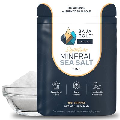 Baja Gold Mineral Sea Salt  Fine Grind  Unrefined, Mineral-Rich & Low in Sodium  100% Natural, No Additives  Perfect for Seasoning, Cooking & Baking, Available in 454g