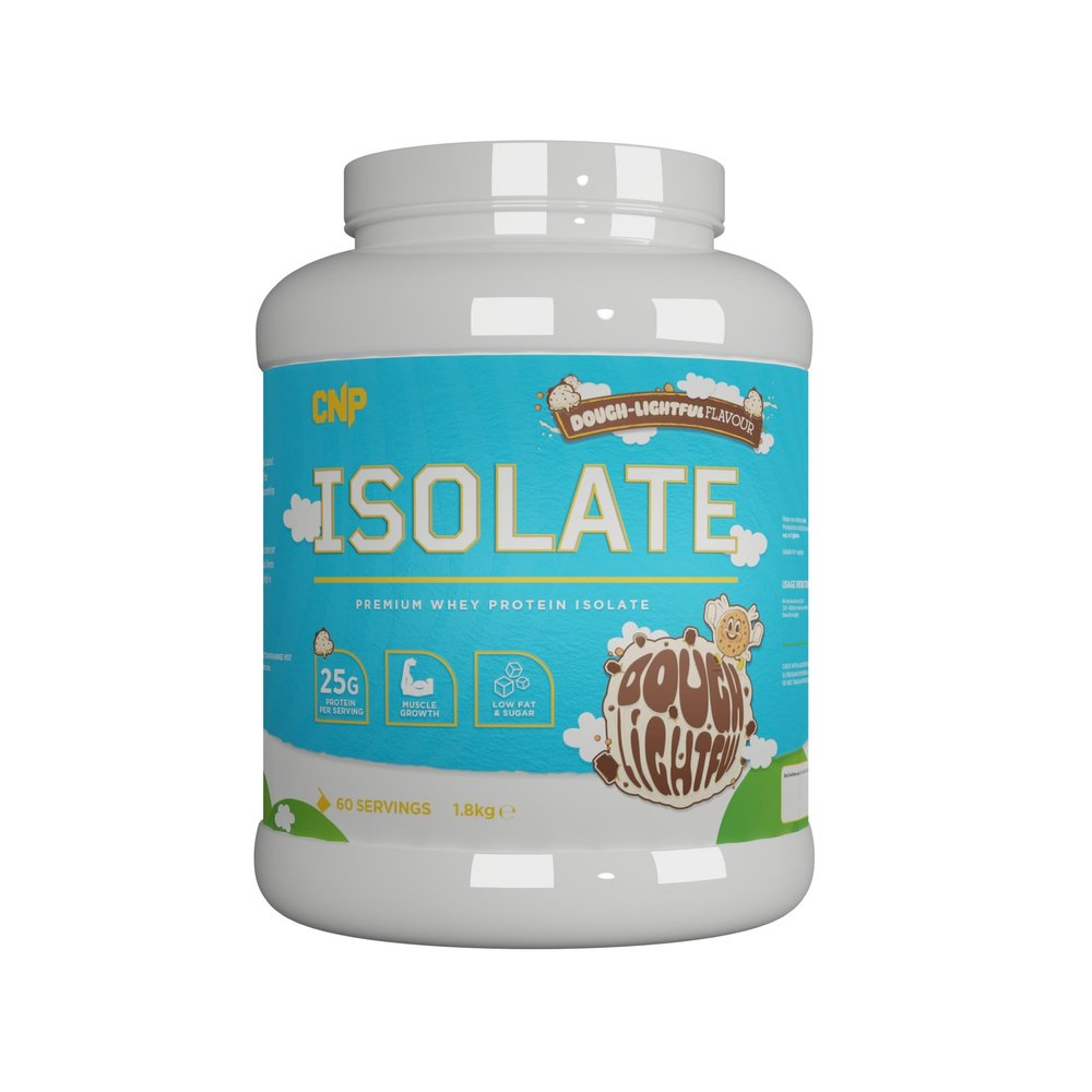 CNP Professional Premium Whey Protein Isolate, 60/30 Servings, 25g Protein, Low Sugar and Fats, 1.8kg & 900g, 6 New Great Tasting Flavours, Vegetarian and Halal (Dough-Lightful, 1.8kg)