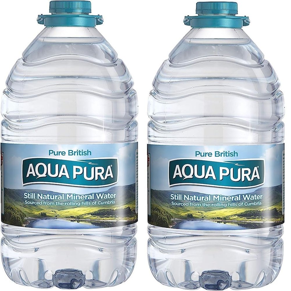 2x 5 Litre Aqua Pura, Large Bulk Big Bottle Still Natural Mineral Water,(Pack of 2, total 10 litre)