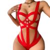BOTCAM Sexy Lingerie Set with Hollow Out Bra Collar and Web Belt for Women Patent Lingerie Bustless, red, 5X-Large view 1