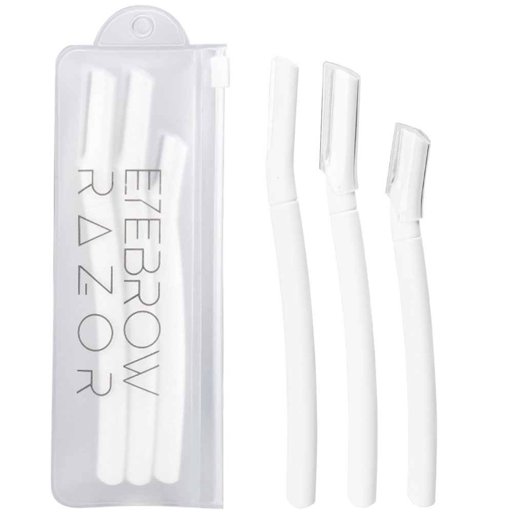 SUSNUAN 3PCS Eyebrow Razor Set, Face Razors for Women, Eyebrow Razor Shaper Eyebrow Trimmer Facial Hair Peach Fuzz Remover, White