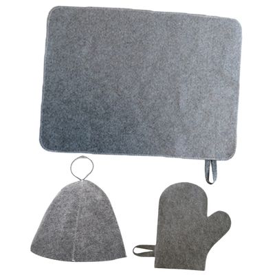 Happyyami Sauna Hat and Gloves Set Felt Pad for Men and Women, Lightweight Reusable Bath Sauna Accessories, Thermal Protective Cap for Spa and Steam Bath Use