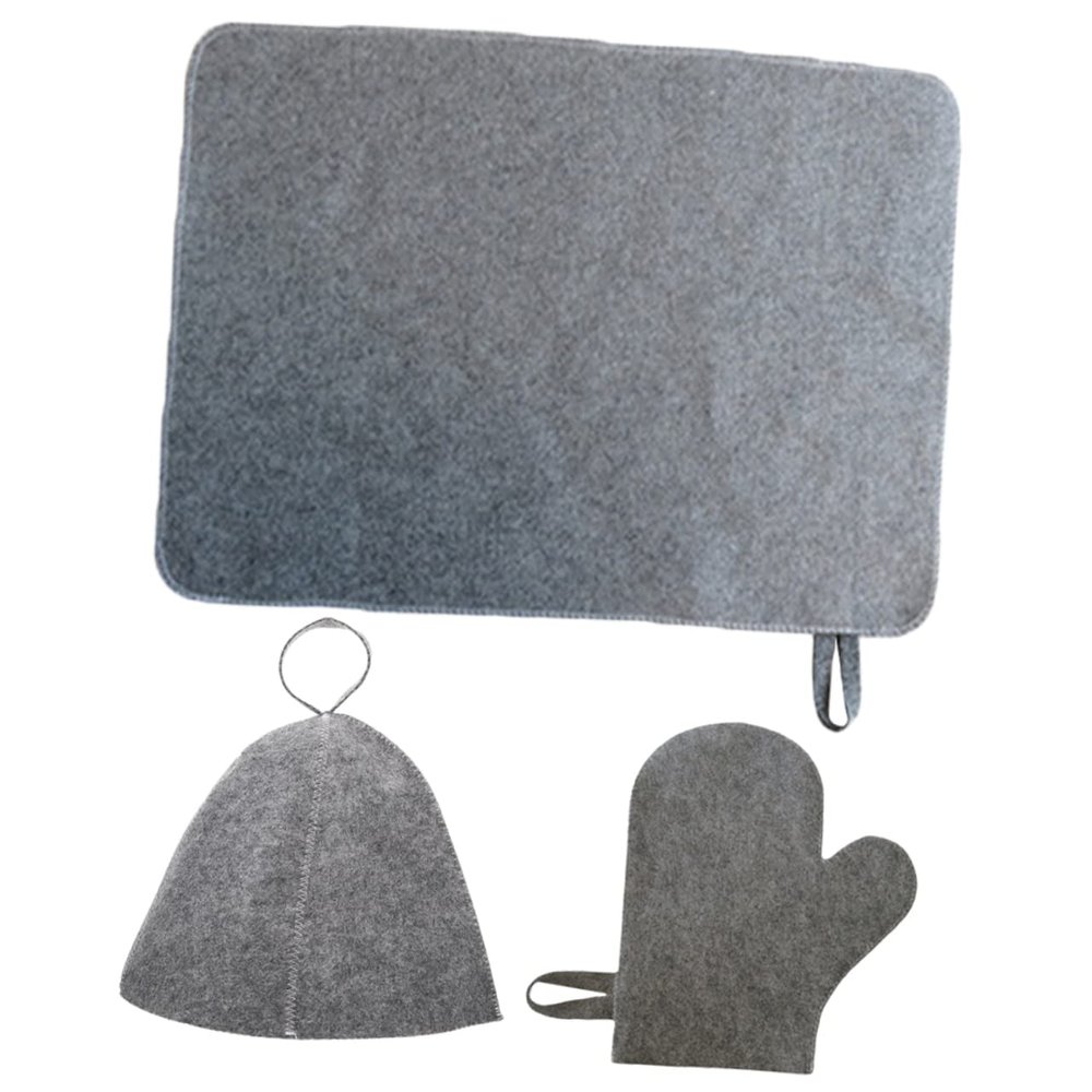 Happyyami Sauna Hat and Gloves Set Felt Pad for Men and Women, Lightweight Reusable Bath Sauna Accessories, Thermal Protective Cap for Spa and Steam Bath Use