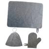 Happyyami Sauna Hat and Gloves Set Felt Pad for Men and Women, Lightweight Reusable Bath Sauna Accessories, Thermal Protective Cap for Spa and Steam Bath Use view 1