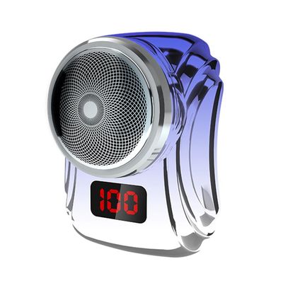 Electric Razor for Men's, Electric Shaver USB Rechargeable Digital Display Razor Mini Portable Multifunctional Travel 0.1mm Men'S Razor (Color : Blue with 3 blades)