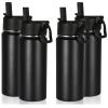 Volhoply 480ml Kids Water Bottle Bulk 4 Pack,Insulated Sports Bottles with Straw Lid,Stainless Steel Bottle with Handle Keep Cold & Hot,Double Wall Vacuum Flask for School,Girls(Black,Set of 4) view 1