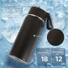 Volhoply 480ml Kids Water Bottle Bulk 4 Pack,Insulated Sports Bottles with Straw Lid,Stainless Steel Bottle with Handle Keep Cold & Hot,Double Wall Vacuum Flask for School,Girls(Black,Set of 4) view 3