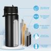 Volhoply 480ml Kids Water Bottle Bulk 4 Pack,Insulated Sports Bottles with Straw Lid,Stainless Steel Bottle with Handle Keep Cold & Hot,Double Wall Vacuum Flask for School,Girls(Black,Set of 4) view 4