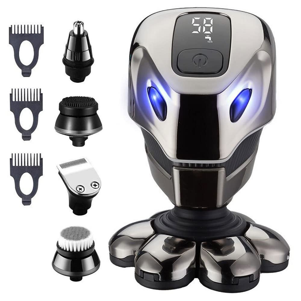 Electric Razor for Men's, 6-in-1 Men Electric Razor Shaver Bald 7 Cutter Head Shaver Multifunctional Razor Alien Shape IPX6 Waterproof Grooming Kit