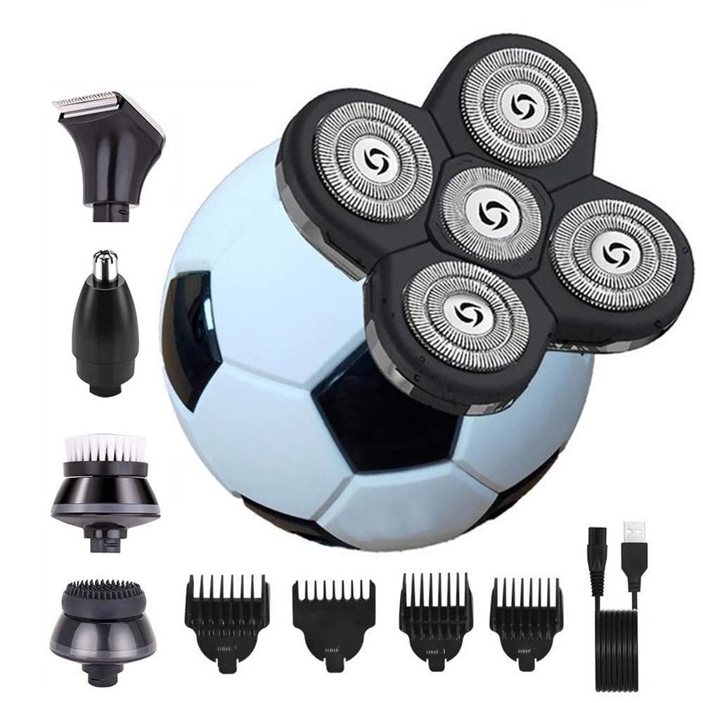 Electric Razor for Men's, 5-in-1 Electric Football Shaver for Men Bald Head Razor Grooming Kit Multifunctional Cordless Hair Clippers Rotary Shavers