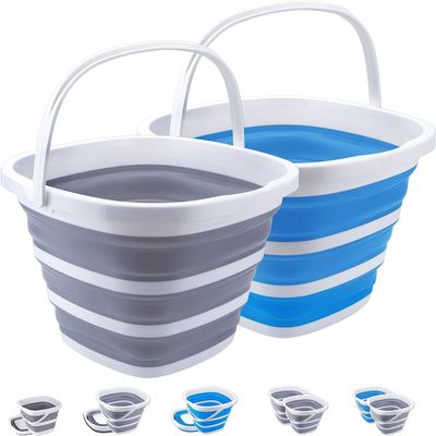 2 Pack Camp Collapsible Buckets 10L 2.6 Gallon Cleaning Bucket Mop Bucket Folding Foldable Portable Small Plastic Water Supplies for Outdoor Garden Camping Fishing Car Wash Space Saving Square