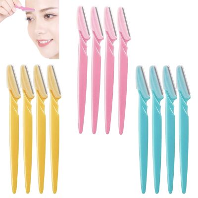 12 Packs Eyebrow Razor,Portable Shavers Trimmers Facial Hair Knife Remover,Shaper Shavers Trimmers for Women and Men Face Hair Removers (Yellow,Pink, Blue)